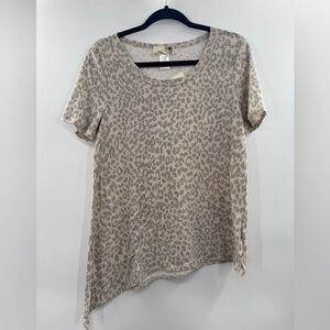 3/$20 Everleigh by Athro Asymetrical Animal Tan/Gray Print Top NWOT size S/P